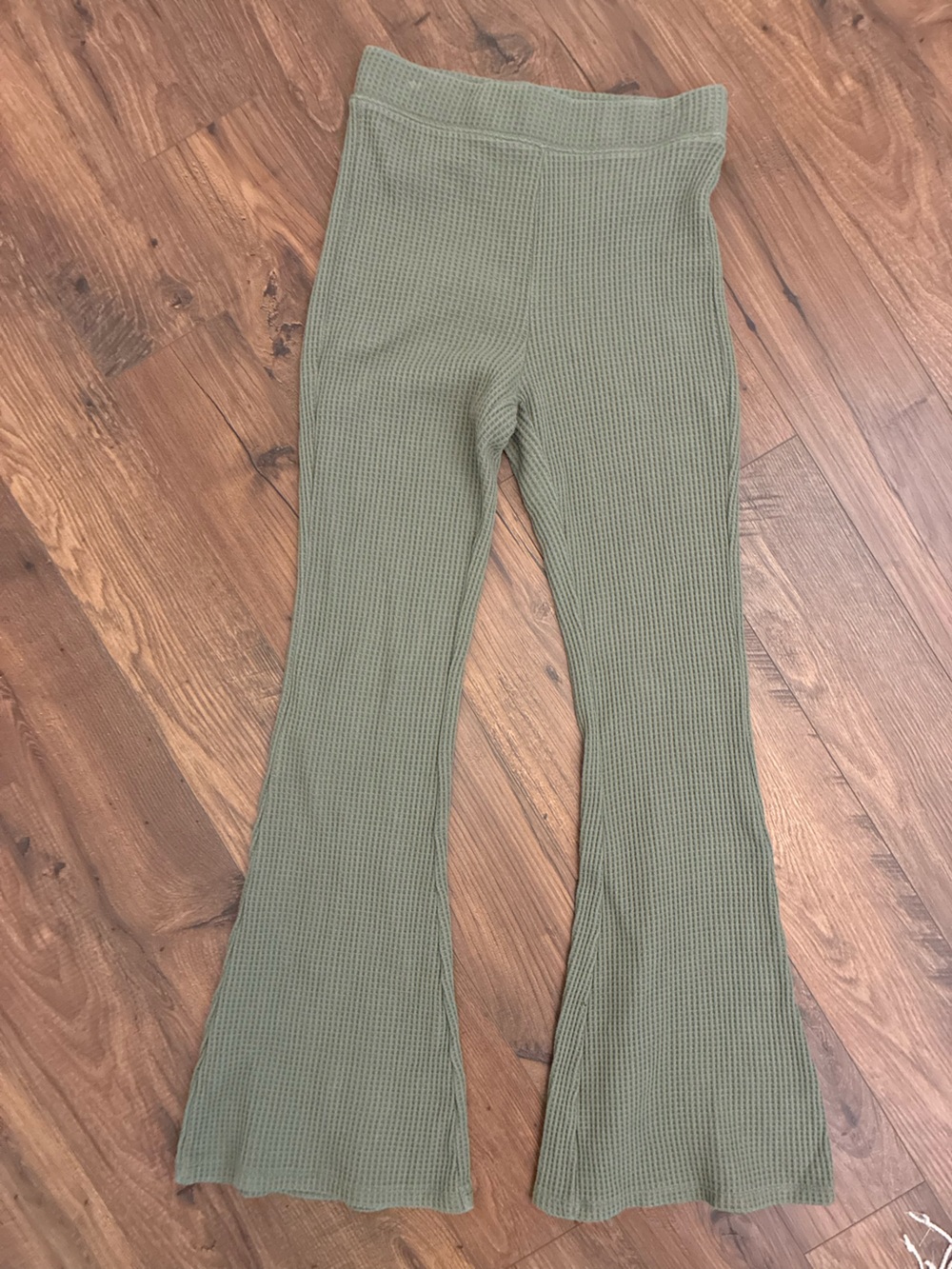 Aerie Olive Green Waffle Flare Leggings